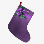 Paarse Bow Holiday Stocking Grote Kerstsok (Voorkant (Hangend))