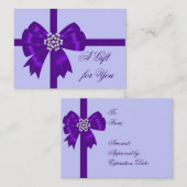 Paarse Bow Lavendel Paarse Cadeaubonnen Kortingskaartje (Voorkant / Achterkant)