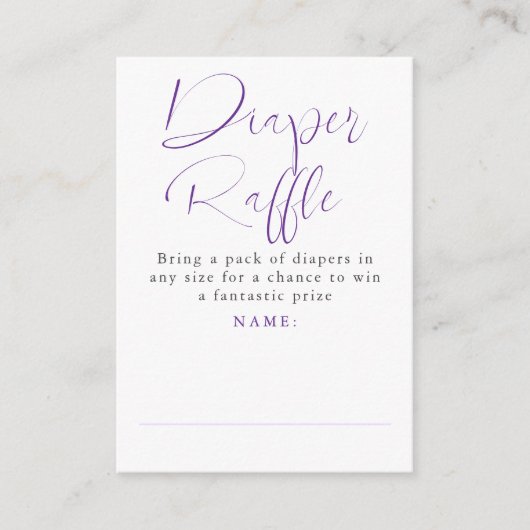 Paarse Bow Luier Raffle Ticket Kaarten (Voorkant)