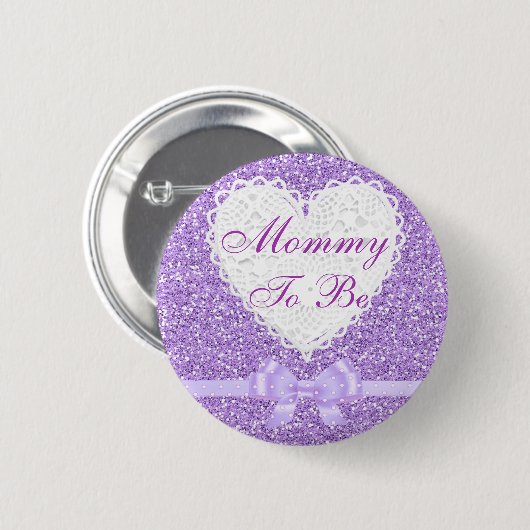 Paarse Bow mama om Baby shower Button te zijn (Voorkant /achterkant)