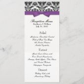 Paarse Bow met het Damask Wedding Reception Menu (Voorkant)