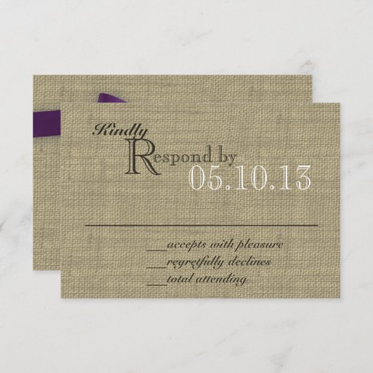 Paarse Bow Response Kaart (Voorkant / Achterkant)