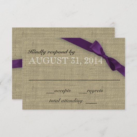 Paarse Bow Response Kaart (Voorkant / Achterkant)