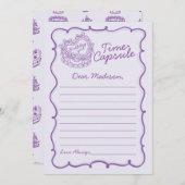 Paarse Bow Retro Coquette Cake Time Capsule Kaart (Voorkant / Achterkant)