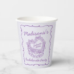 Paarse Bow Retro Hart Coquette Cake Bachelorette Papieren Bekers<br><div class="desc">Het is een geweldig feest met dit Retro Coquette Cake Collectie. Dit coquette boogensemble beschikt over een hartvormige coquette taart versierd met lavendel paarse coquette bogen en zoete botercrème icing, het vastleggen van de essentie van de klassieke romance. Dit collectie voegt een speelse vibe toe aan elk feest, waardoor het...</div>