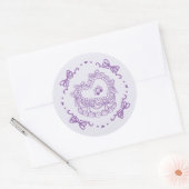 Paarse Bow Retro Hart Coquette Cake Envelope Ronde Sticker (Envelop)