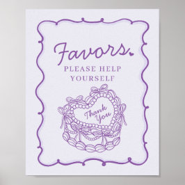 Paarse Bow Retro Hart Coquette Cake Favorieten Tek Poster