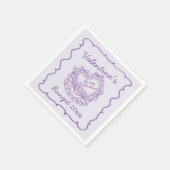 Paarse Bow Retro Hart Coquette Cake Valentijnse Servet (Hoek)