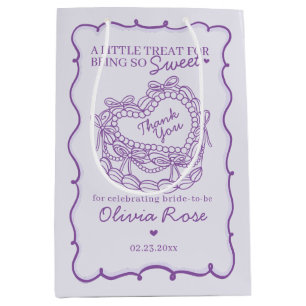 Paarse Bow Retro Hart Coquette Cake Vrijgezellenfe Medium Cadeauzakje