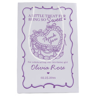 Paarse Bow Retro Hart Coquette Taart Verjaardag Medium Cadeauzakje