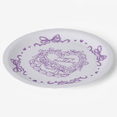 Paarse Bow Retro Hart Coquette Taart Verjaardag Papieren Bordje (Gekanteld)