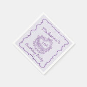 Paarse Bow Retro Hart Coquette Taart Verjaardag Servet (Hoek)