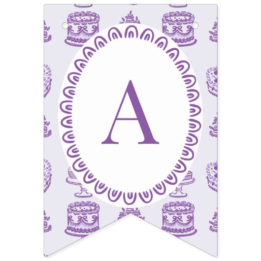 Paarse Bow Retro Hart Coquette Taart Verjaardag Vlaggetjes (Derde vlag)