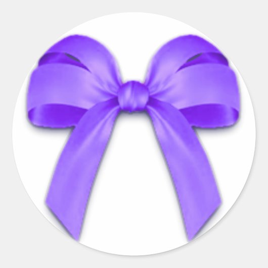 Paarse Bow Ronde Sticker (Voorkant)