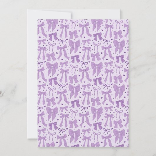 Paarse Bow Shabby Chic verjaardagsfeestje Bedankkaart (Achterkant)