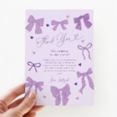 Paarse Bow Shabby Chic verjaardagsfeestje Bedankkaart