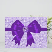 Paarse Bow Sparkle Meisjes 18e Verjaardagsfeest Kaart (Staand voorkant)