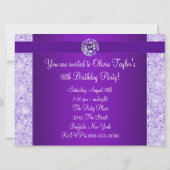 Paarse Bow Sparkle Meisjes 18e Verjaardagsfeest Kaart (Achterkant)