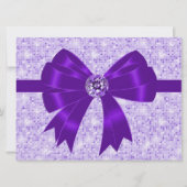 Paarse Bow Sparkle Meisjes 18e Verjaardagsfeest Kaart (Voorkant)