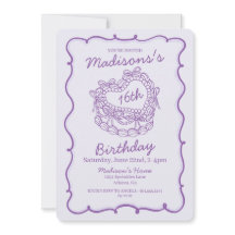 Paarse Bow Sweet 16 Heart Coquette Cake Verjaardag