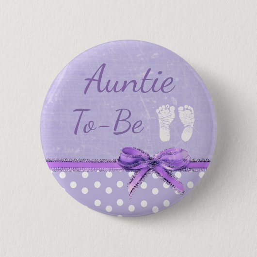 Paarse Bow Tunt om Baby shower Button te zijn (Voorkant)