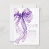 Paarse Bow Waterverf Baby in Bloom Baby shower Bedankkaart (Voorkant)