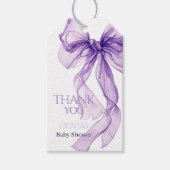 Paarse Bow Waterverf Baby in Bloom Baby shower Cadeaulabel (Voorkant)