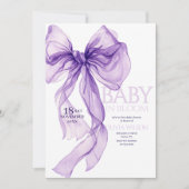 Paarse Bow Waterverf Baby in Bloom Baby shower Kaart (Voorkant)