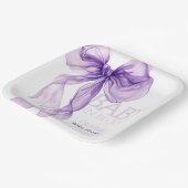 Paarse Bow Waterverf Baby in Bloom Baby shower Papieren Bordje (Gebogen)