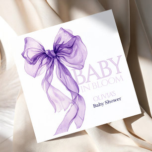 Paarse Bow Waterverf Baby in Bloom Baby shower Servet