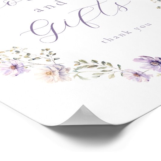 Paarse Bow Wildflower Boeken en Geschenken Teken Poster (Hoek)
