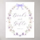 Paarse Bow Wildflower Boeken en Geschenken Teken Poster (Voorkant)