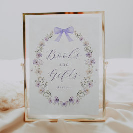 Paarse Bow Wildflower Boeken en Geschenken Teken Poster