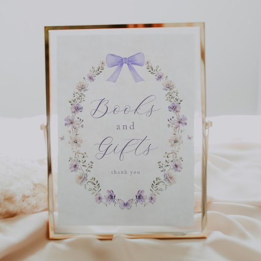 Paarse Bow Wildflower Boeken en Geschenken Teken Poster