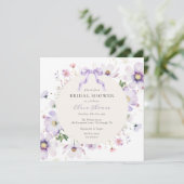 Paarse Bow Wildflower Vrijgezellenfeest Kaart (Staand voorkant)