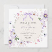 Paarse Bow Wildflower Vrijgezellenfeest Kaart (Voorkant)