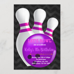 Paarse bowlfeest uitnodiging