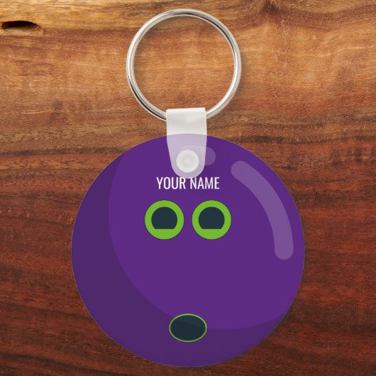 Paarse Bowling Ball - kleuren Sleutelhanger (Voorkant)