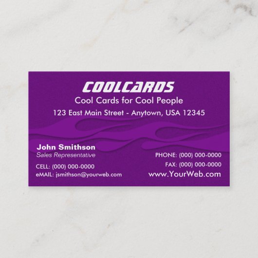 Paarse brandbluskaart visitekaartje (Voorkant)