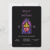 Paarse brandende hart gebrandschilderd glas kunst kaart (Voorkant)