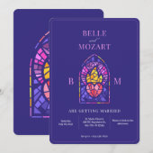 Paarse brandende hart gebrandschilderd glas kunst  kaart (Voorkant / Achterkant)