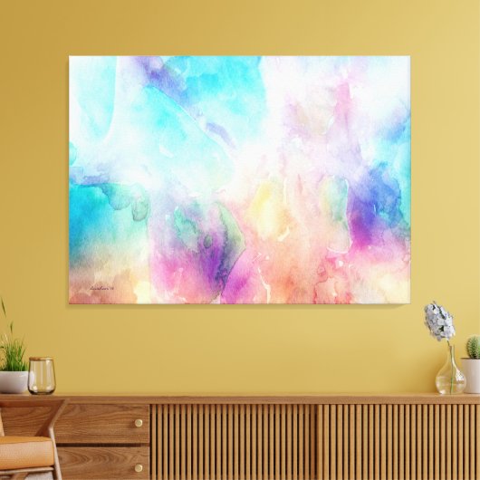 Paarse Breeze Abstract Pastel Waterverven Canvas Afdruk (Insitu (Woonkamer))