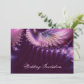 Paarse breukveer bruiloft kaart (Staand voorkant)