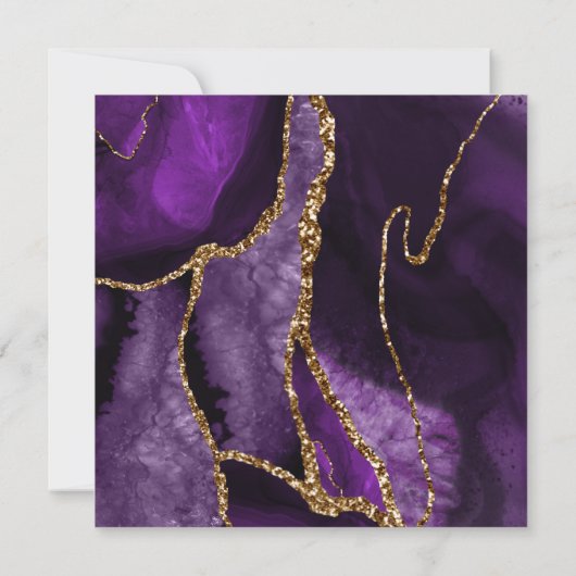 Paarse Bridal Brunch & Bubble Gold Glitter Shower Kaart (Achterkant)