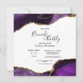 Paarse Bridal Brunch & Bubble Gold Glitter Shower Kaart (Voorkant)