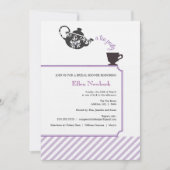Paarse Bridal Shower Invitation - Tea Kaart (Voorkant)
