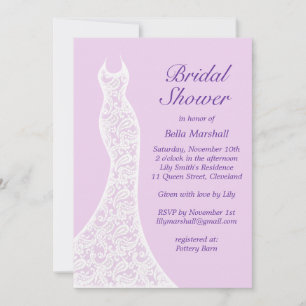  Paarse Bridal Shower-uitnodiging Kaart