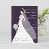 paarse Bridal Shower-uitnodiging Kaart (Staand voorkant)