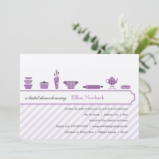 Paarse Bridal Shower-uitvindingen Kaart (Staand voorkant)