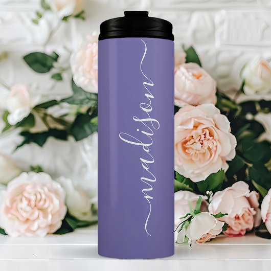 Paarse Bridesmaid Stylish Signature Script Name Thermosbeker